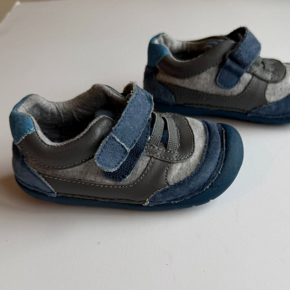 Baby Walking Shoes 5W Tucker and Tate Mixed Blue Leathers and Gray - Picture 7 of 14